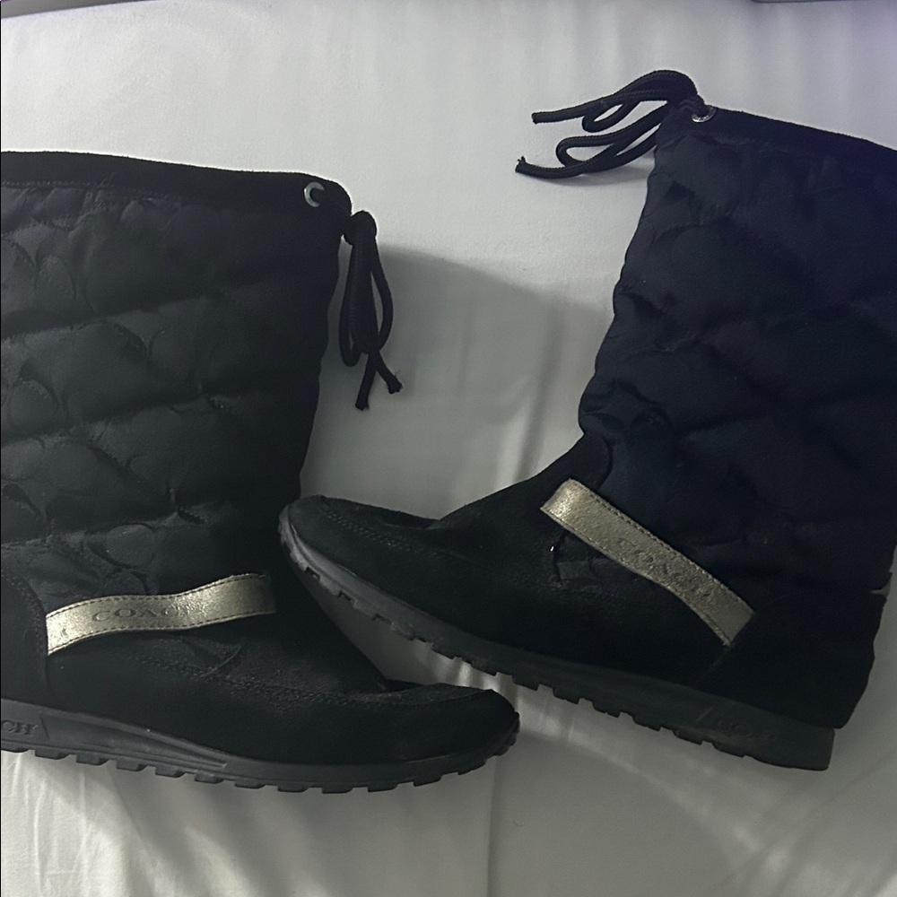 Coach Black Quilted Winter Boots